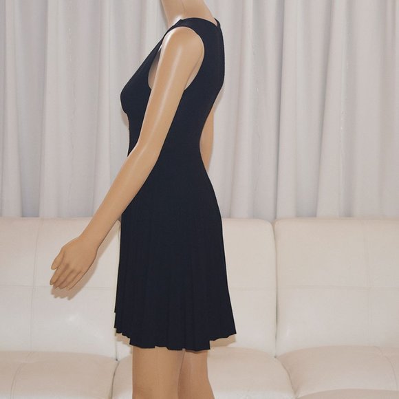"5/$35" Knit Dress Sleeveless Plunge with Asymmetric Fit-and-Flare Silhouette - Picture 5 of 10